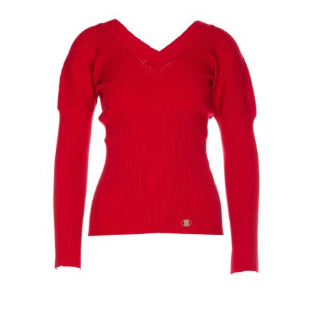 Simona Corsellini, V-neck Knitwear Rood, Dames, Maat:M
