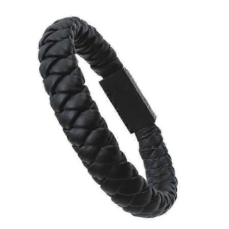 Bärbart flätat mini Type-C Micro USB-laddningsarmband i konstläder