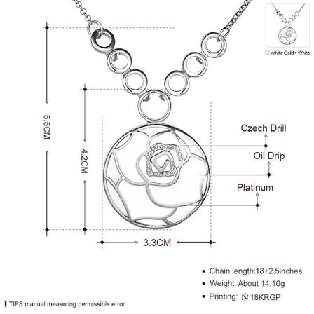 Inari Elegant Hollow Petal Dam tjeckiska diamantsmycken Halsband Pn859-F Vit G