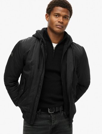 Superdry Military Hooded Ma1 Jacket - Black - S