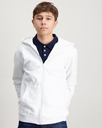 Zeke Essential Zip Hoodie Hvit Hettegensere/Hoodies Gutt - Kids Brand Store