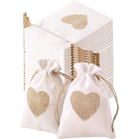 30 stk. Juteposer 10x14cm Hørposer i Hjertemønster Sæt o DXGHC