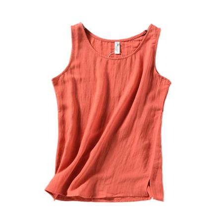 Ärmlösa Linnen För Kvinnor I Enfärgade T-shirts