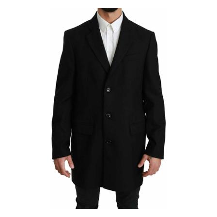 Dolce & Gabbana, Single-Breasted Coats Zwart, Heren, Maat:L