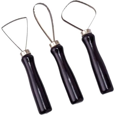 Veistosraappa - Keraaminen savenveistotyökalu, suuri silmukkaleikkuri - Puukahvainen veistosraappa, muovaussarja (3 kpl)