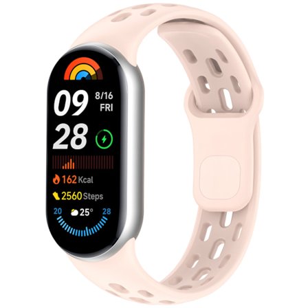 Smartwatch-armband för Xiaomi Band 9/Xiaomi Band 8, ventilerande silikonarmband (Rosa)