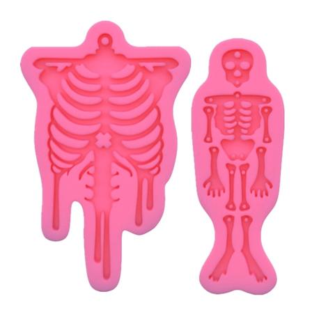 2/3stk Menneskelig Skjelett Epoksy Anheng Form Skalle Silikon Form Smykker Harpiks DIY Håndverk Lage For Halloween Ornament (FMY)