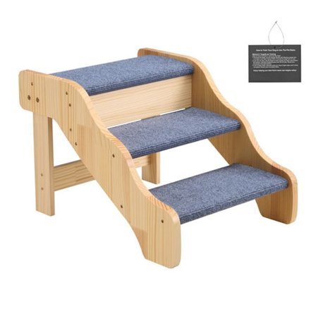 3-portainen puuportaat Duoku kotieläimille - sopii koirille ja kissoille, joiden paino on enintään 68 kg