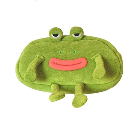 Iso silmäinen sammakko kynäkotelo, pehmeä pörröinen täytetty eläinmuotoinen vetoketjullinen kotelo koulutarvikkeille