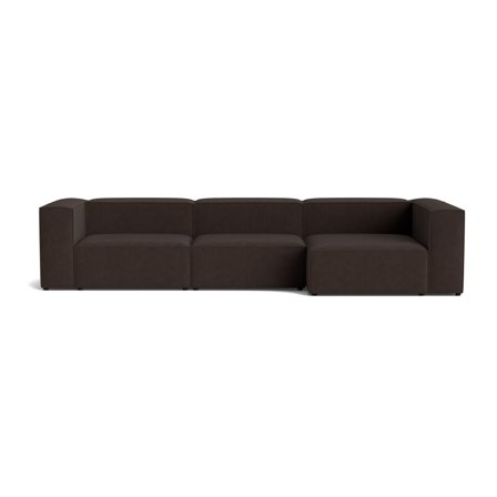 Lissabon Chaiselong Sofa, Højrevendt, Slidstærkt Kvalitetsstof, Mørkebrun, 360cm - 360x130x72cm - Modul Sofa med Krydsfiner Ramme