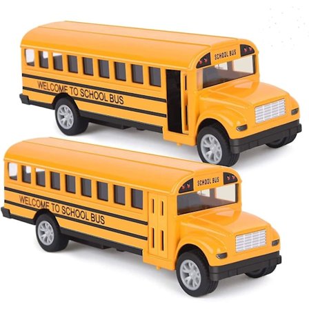 Skolebuss Leke For Småbarn - 5 Tommer 2 Sett Støpt Lekebiler Trekk Tilbake Bil For Barn