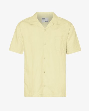 Linen Short Sleeved Shirt - Soft Yellow - Male - S