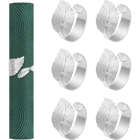 6 stk. Servietringe, Strækbare Blade Servietringe til Høst, Thanksgiving, Bryllup, Middag, Fest, Banket