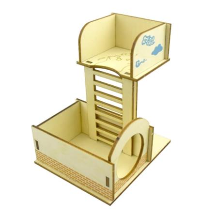 Hamster Labyrint Trærør Tunnelbur Vippehus Gynge Små dyr Kæledyr Interaktiv Leg Træning Hvile Træningslegetøj