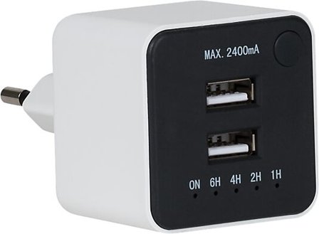 GELIA LADER USB-A X2 MED TIMER