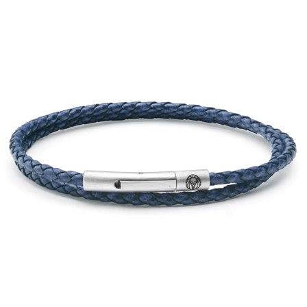 Collins | 3 mm Navy Blue Woven Leather Wrap Bracelet for Men - Leather bracelets