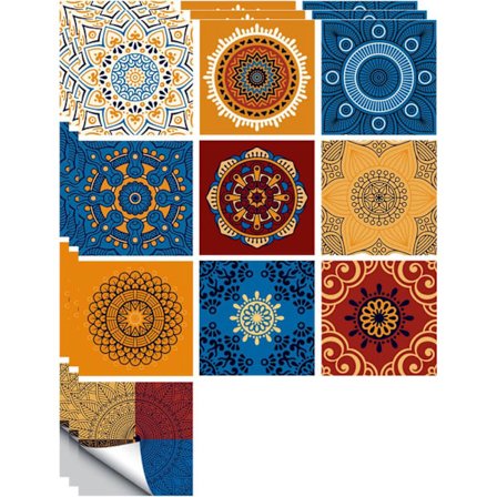 30 stk. Flisdekaler, 15x15 Firkantede Retro Vanntette Flisdekaler for Kjøkken, Selvklebende Skrell og Fest Veggdekaler for Kjøkken