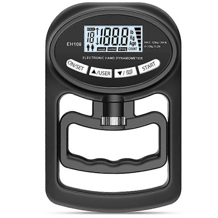 265 Lbs / 120 Kgs Hånd Dynamometer Grip Styrke Træner - Elektronisk Håndgreb Styrke Tester Grip Strengthener, Sort