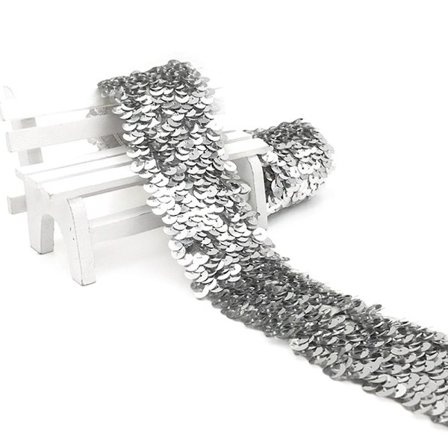 Paljett Spetsband Handdekorerat SILVER Silver