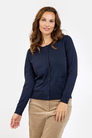 BRANDTEX - Langærmet Cardigan - Navy - Med Lommer