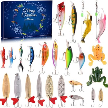 Fiskekalender / Adventskalender 2025 – 24-dagers adventskalender med fisketilbehør, perfekt julegave for fiskeentusiaster