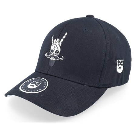 Bearded Man - Svart flexfit Caps - Bearded Rock Sign Scull Black Flexfit @ Hatstore