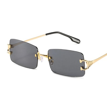 MUSELIFE Smale Solbriller Menn Rammeløse Sommer 2023 Røde Blå Svarte Rektangulære Solbriller For Kvinner Lite Ansikt Hot