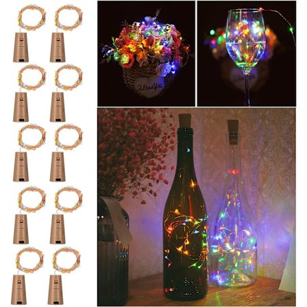 10 pakker imitation kork kobber stjernelys vinflaske lyskæder, B