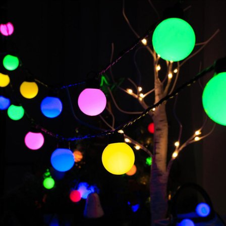 String Lights with 60 LED Globes, 15 m, Waterproof, for Indoor and Outdoor Use, for Party Decorations