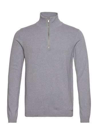 100% Recycle Knit Half Zip Tops Knitwear Half Zip Jumpers Grey Lindbergh