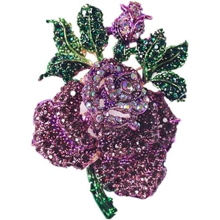 Roseblomst Brosche Pin til Kvinder Piger Elegant Tilbehør Emallje Smykker Rhinestone Rose Form Brosche Pin Rhinestone Cr
