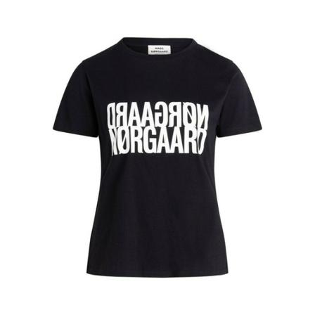 Mads Nørgaard, Mads Nørgaard Czarny Single Organic Trenda P Tee Fav Czarny, Kobieta, Rozmiar: 3XL