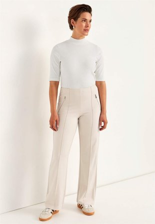 Cellbes of Sweden - Brede bukser i Punto di Roma jersey Lisa i beige til damer i størrelse 62/64