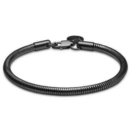Essentials | Bracelet à chaîne serpent gunmetal noir 4 mm pour hommes - Bracelets en acier