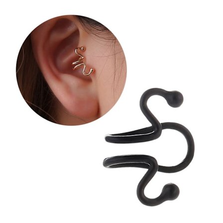 Falsk helix tragus piercing øre øreringe øre manchet uden huller sort