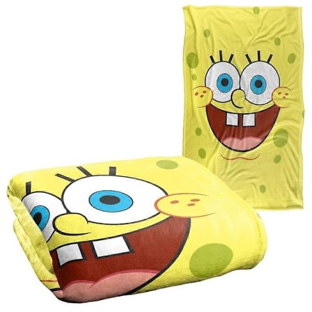 Svampebob Filt, 91 x 147 cm Svampebob Goofy Smiley Face Silky Touch Ultra Mjuk Filt - WELLNGS