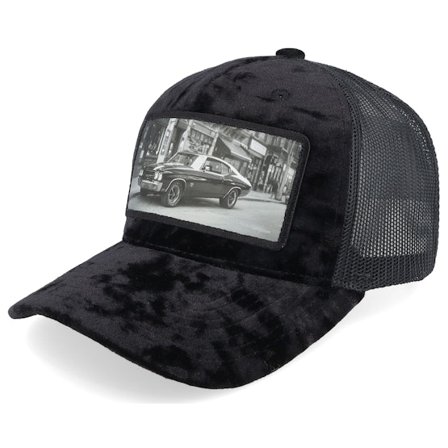 Calza Pennello - Schwarz trucker Cap - American Muscle Classic Car Velvet Black A-Frame Trucker @ Hatstore
