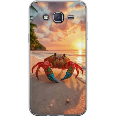 Samsung Galaxy J5 Gjennomsiktig deksel Fargerik strandkrabbe ved solnedgang tropisk strand med havbølger og sommerfølelse fulle av livets energi og