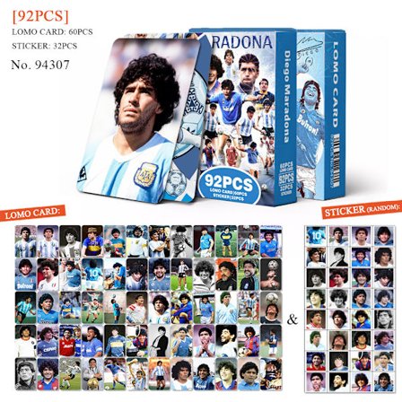 92 Maradona keräilykorttia, jalkapallokortteja, tähtifanin keräilykortteja