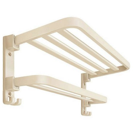 Hyllor & Krokar 50cm Metall Handdukshängare Badrum Väggmonterad Förvaringshylla Ingen Stansning Vikbar Hängare med Krokar