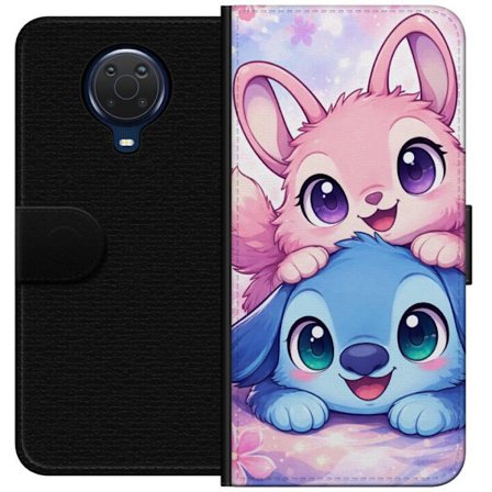 Kompatibel Tegnebogsetui til Nokia Nokia G20 Sød kawaii illustration med pink og blå fantasidyr, store øjne og bløde farver perfekt til børnevær