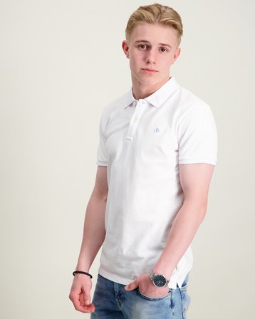 Scotch & Soda CORE - Garment Dyed Pique Polo Biały Koszulki polo Chłopiec - Kids Brand Store