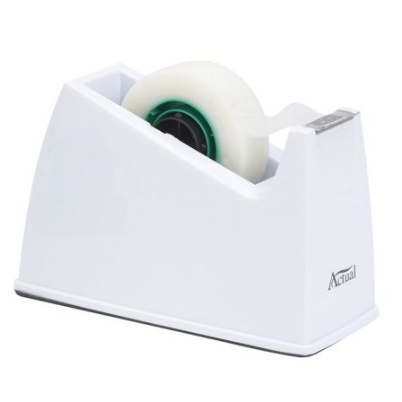 Tejphållare, plast, gummibas, metallkniv, 33 m, vit - Lyreco - Kontorsmaterial - Tejp lim och häftmassa - Tejphållare