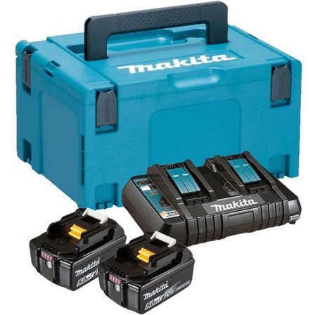 Makita 197629-2 Laddpaket 2 st 18V 5,0 Ah + laddare och väska, Maskintillbehör & förbrukning