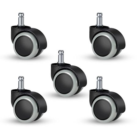 5 stk. 11 mm universelle kontorstols hjul, dobbelte hjul, udskiftning, til kontorstole, gamerstole, drejestole, RoHS og BIFMA kvalitetscertificeret.