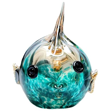 Håndblåst Fiskefigur Glassdyr Kunstglass Fiske Samling Figurer 14x11.5x15cm