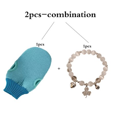 2-stk.-kombination dobbeltsidede eksfolierende badehansker | Silikonemateriale, bruges til massage og kropsskrubning, koreanske badetilføjelser