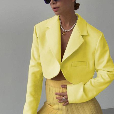 Kvinnor Cropped Business Jackor Enfärgad Öppen Front Ytterkläder