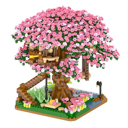 2008 stykker Sakura Tree House Micro Building Blocks Kirsebærblomst Bonsai Klodser
