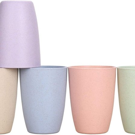 Set med 5 koppar, plastmuggar, kaffekopp, servis, tål maskindisk och mikrovågsugn